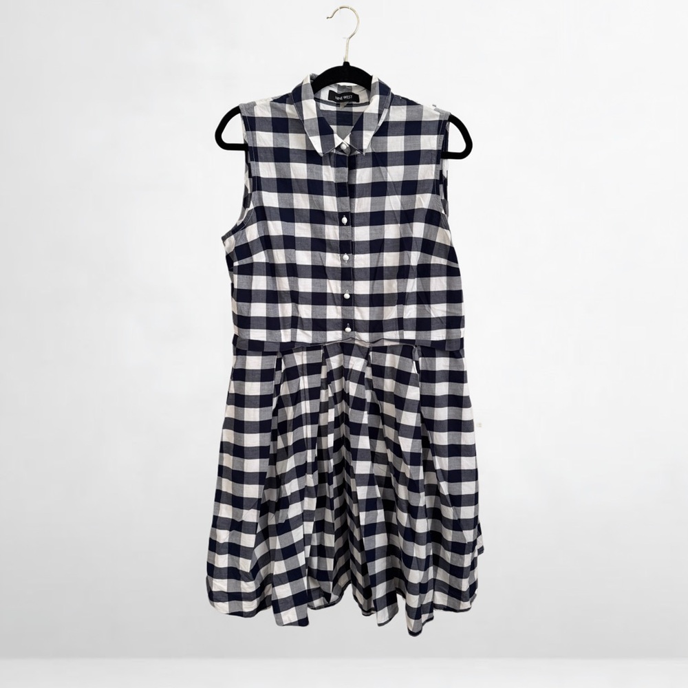 Nine West Sleeveless Gingham Shirt Dress – Size 16 - Picture 4 of 9
